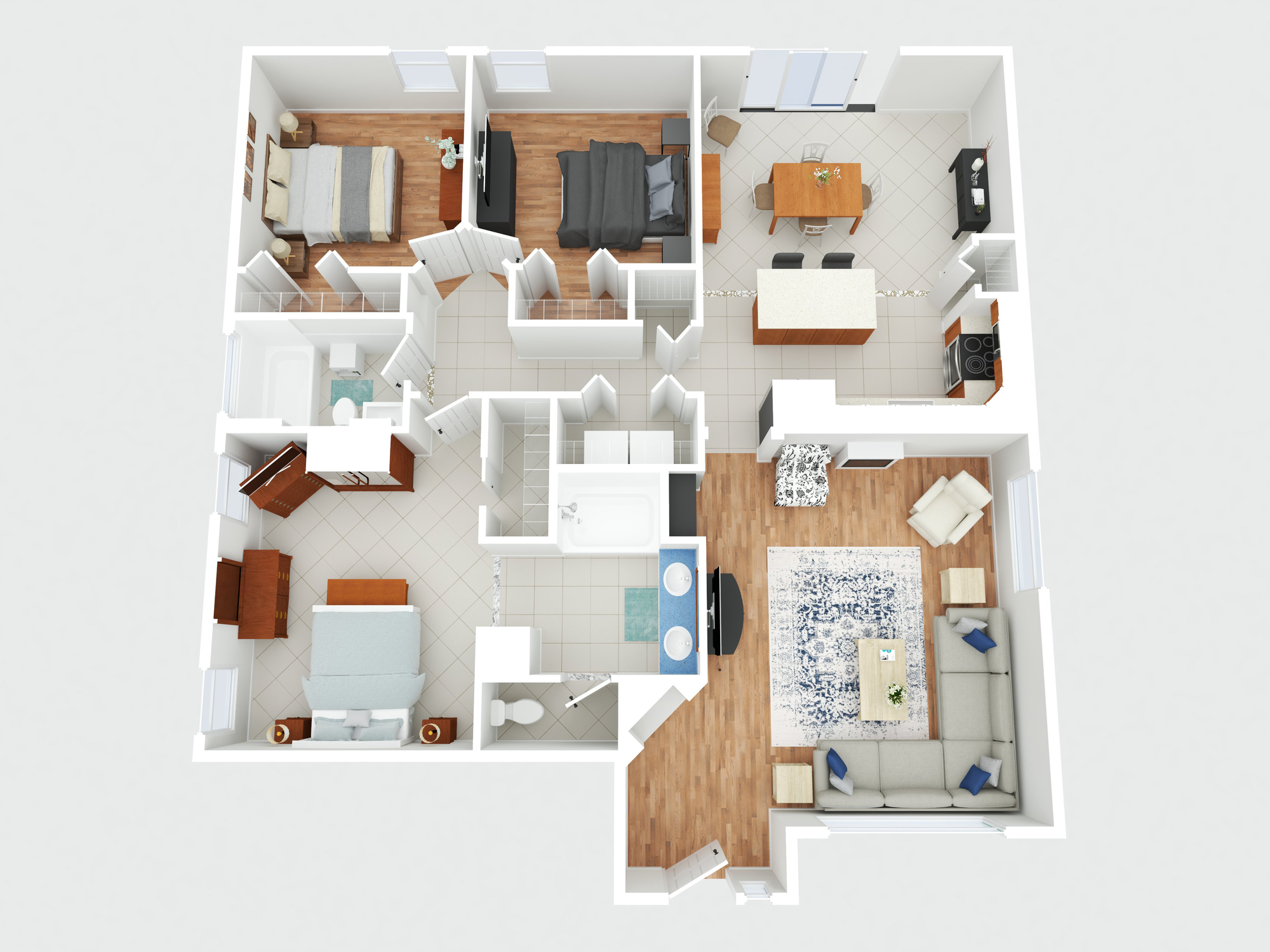 colored three dimensional floorplan